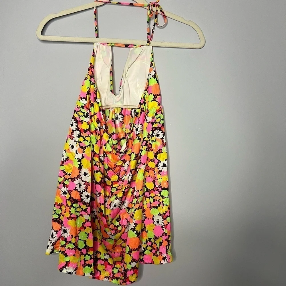 Sears 70s Floral Retro Halter Tankini Top 8
